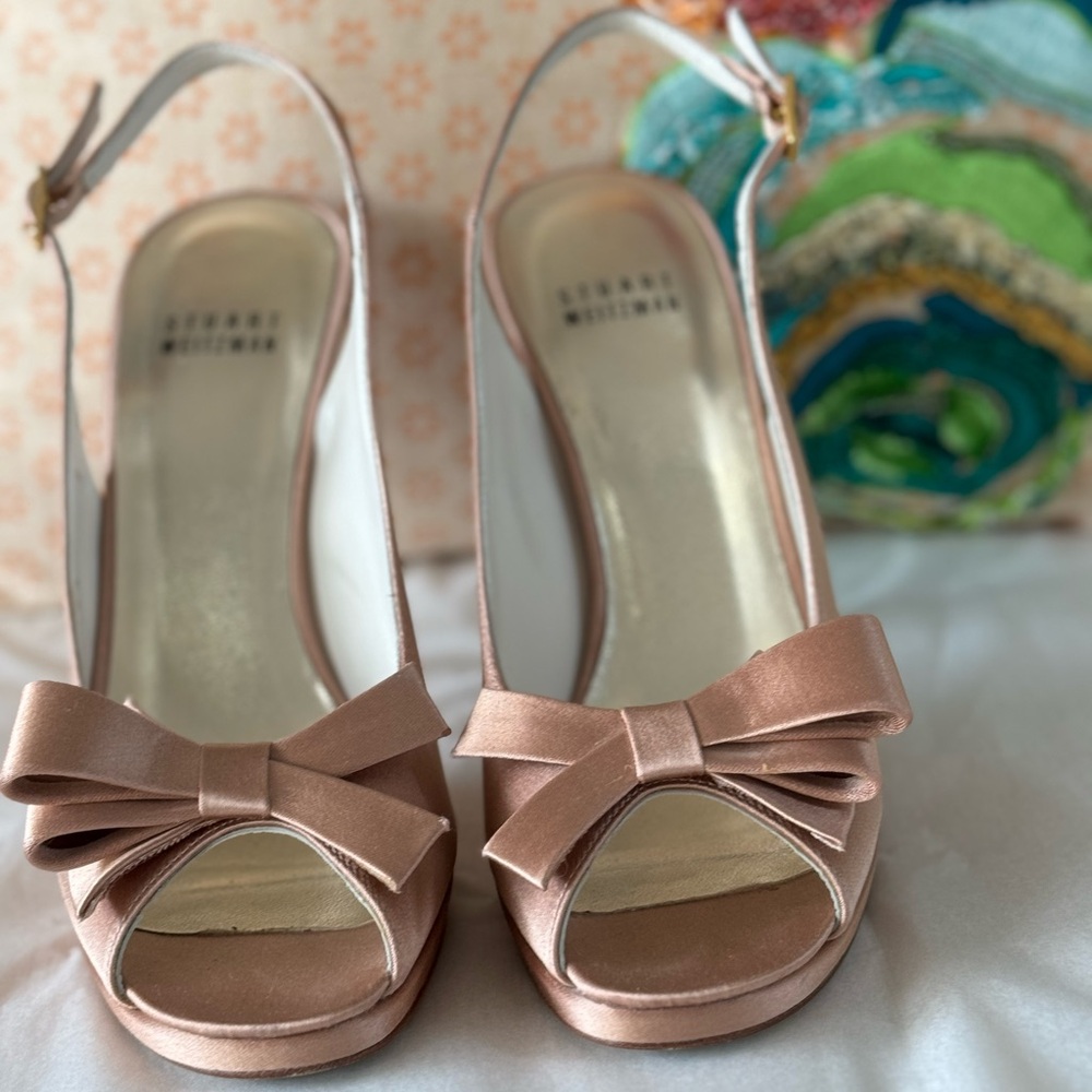 Stuart Weitzman Bow Rose Gold Special Occassion Slingback Heels🇪🇸made in Spain🇪🇸 - Picture 9 of 16